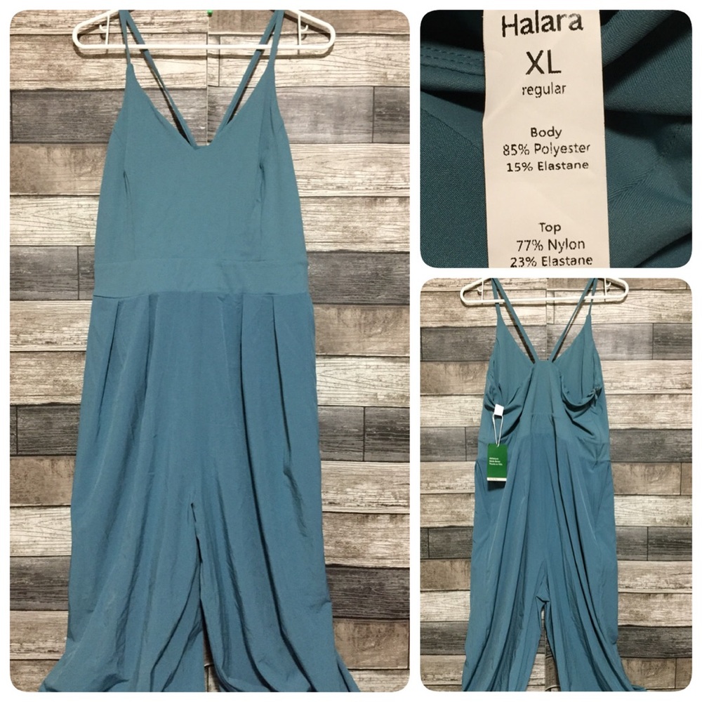 HALARA Teal Blue Strappy Jumpsuit